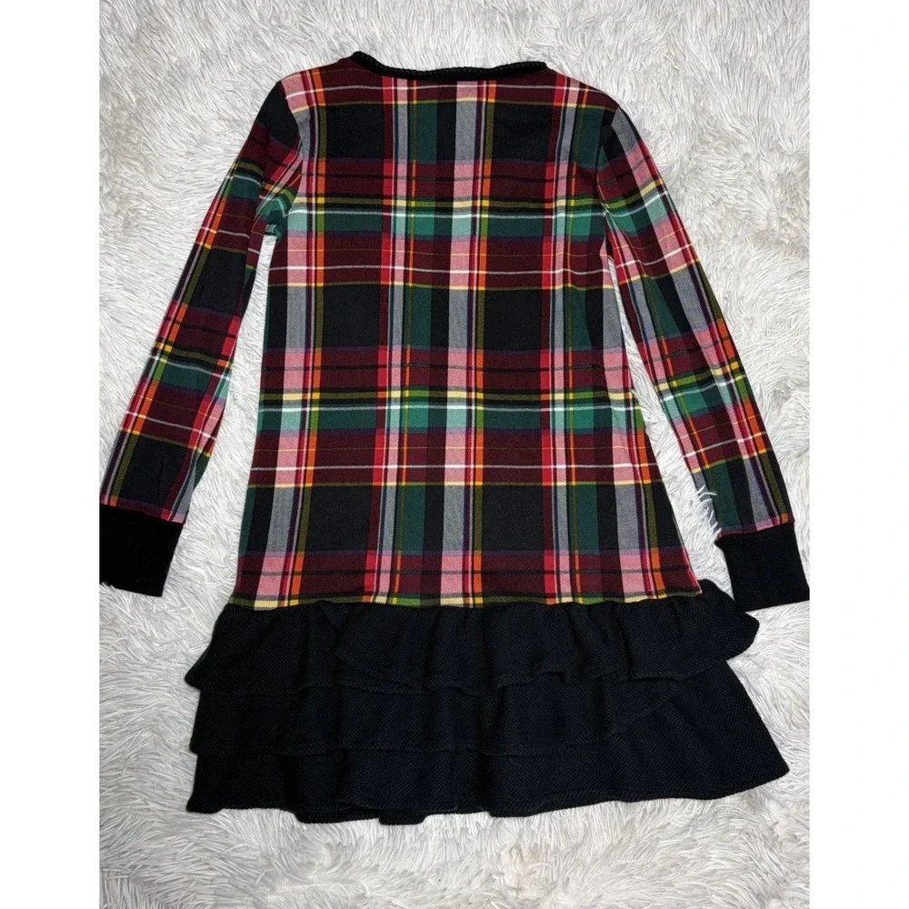 Ralph Lauren Girls Shirt Dress Size 6X Red Blue Plaid Button Long Sleeve Ruffles